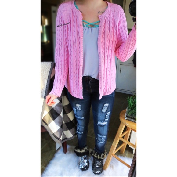bubblegum pink cardigan
